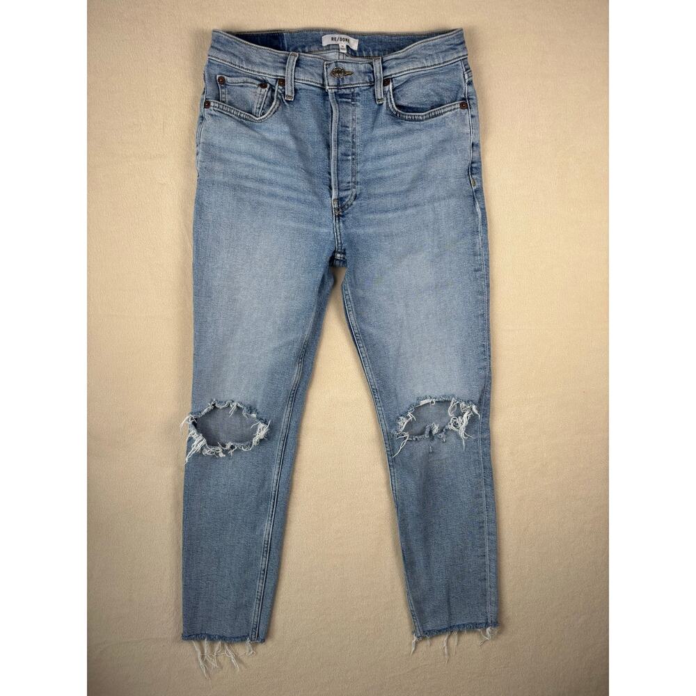 RE/DONE‎ womens 90’s high rise ankle crop in light dusk destroy size 29